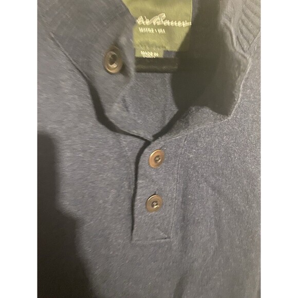Eddie Bauer Button Sweater Mens Size Tall XL Navy Blue Henley‎ - Picture 2 of 4